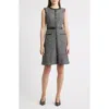 Eliza J Contrast Trim Sleeveless Tweed Dress