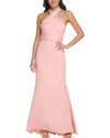 Eliza J Criss-cross Halter Neck Gown In Blush In Pink