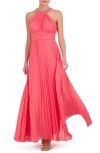 ELIZA J CRYSTAL DETAIL PLEATED GOWN