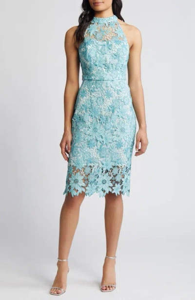 ELIZA J CUTOUT LACE SHEATH COCKTAIL DRESS