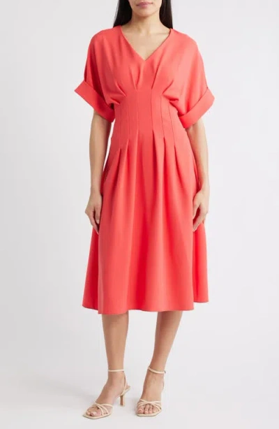 Eliza J Dolman Sleeve Midi Dress In Red