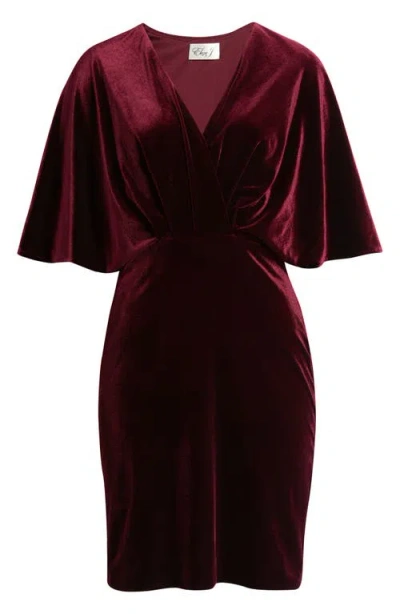 Eliza J Dolman Sleeve Velvet Sheath Dress In Burgundy