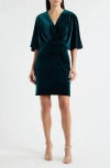 Eliza J Dolman Sleeve Velvet Sheath Dress In Green