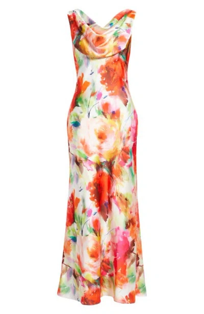 Eliza J Drape Neck Sleeveless Gown In Multi