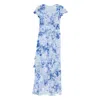 Eliza J Ruffled Floral Dress In Blue