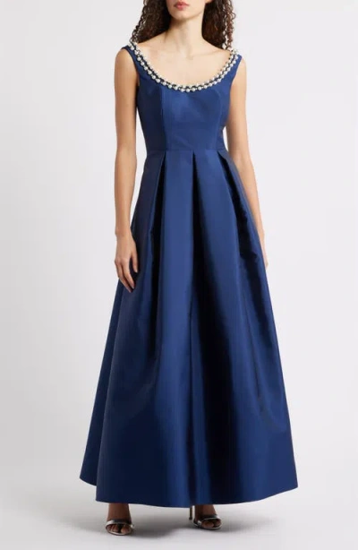 Eliza J Embellished Scoop Neck Ballgown In Blue