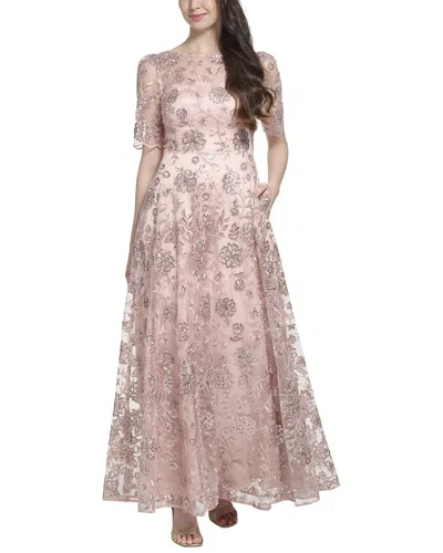 Eliza J Embroidered Mesh Gown In Transparent