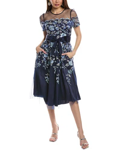 Eliza J Embroidered Tulle Cocktail Dress In Blue