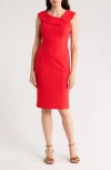 Eliza J Envelope Collar Sleeveless Sheath Dress In Red