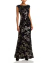 Eliza J Extended Cap Sleeved Gown In Multi