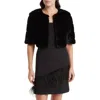 Eliza J Furbie Cropped Faux Fur Jacket In Black