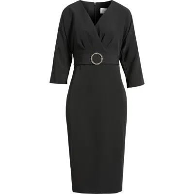 Eliza J Faux Wrap Cocktail Dress In Black