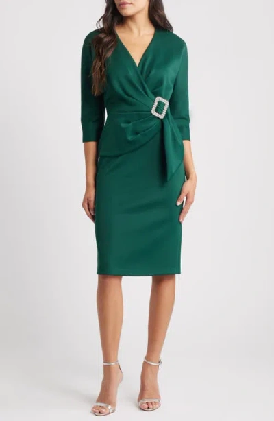 Eliza J Faux Wrap Cocktail Dress In Green