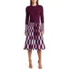 Eliza J Fit & Flare Long Sleeve Sweater Dress In Eggplant