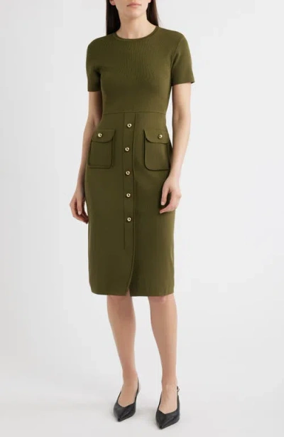 Eliza J Fitted Midi Sweater Dress In Green