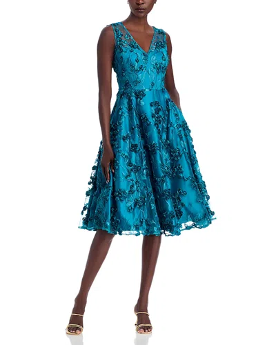 Eliza J Floral Applique Dress In Blue
