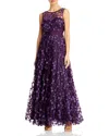 Eliza J Womens Applique Maxi Evening Dress In Plum