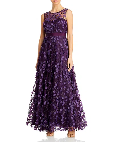 Eliza J Womens Applique Maxi Evening Dress In Plum