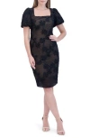 ELIZA J ELIZA J FLORAL APPLIQUÉ OPEN STITCH DRESS