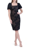 ELIZA J ELIZA J FLORAL APPLIQUÉ OPEN STITCH DRESS