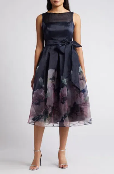 Eliza J Floral Border Print Cocktail Dress In Blue