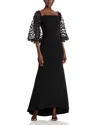 Eliza J Floral Embellished Off-the-shoulder Gown In Black
