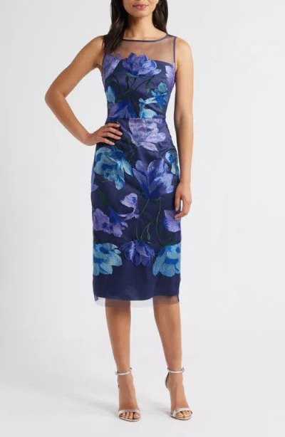 Eliza J Floral Embroidered Cocktail Dress In Blue