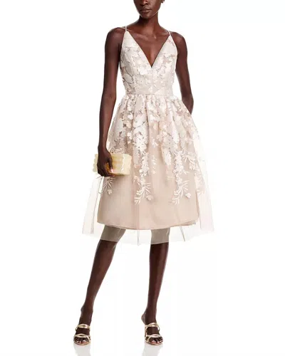 Eliza J Floral Embroidered Midi Dress In Beige In Neutral