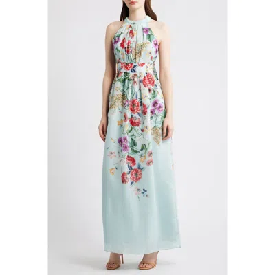 Eliza J Floral Halter Neck Maxi Dress In Green