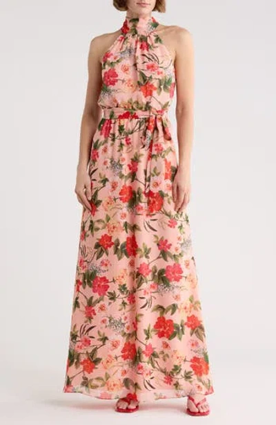 Eliza J Floral Halter Neck Sleeveless Maxi Dress In Multi