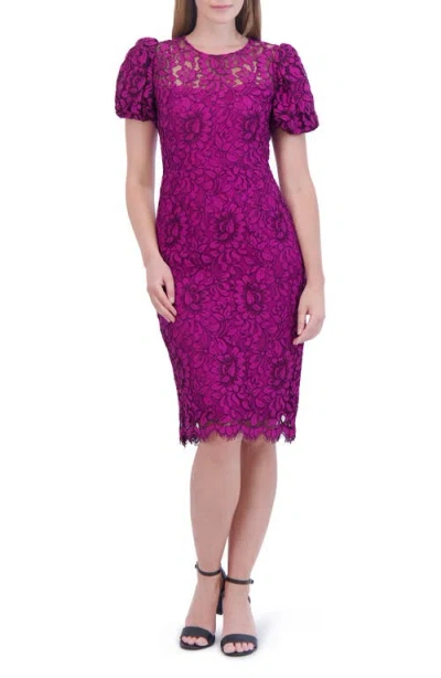 Eliza J Floral Lace Sheath Cocktail Dress In Magenta