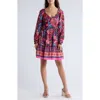 Eliza J Floral Long Sleeve Fit & Flare Dress In Purple