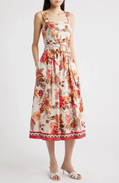 Eliza J Floral Print Midi Sundress In Multi