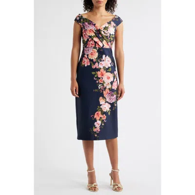 Eliza J Floral Print Scuba Sheath Dress