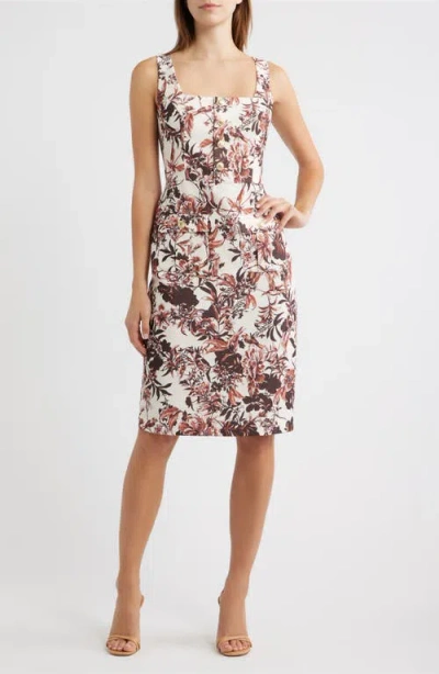 Eliza J Floral Print Sheath Dress In Multi