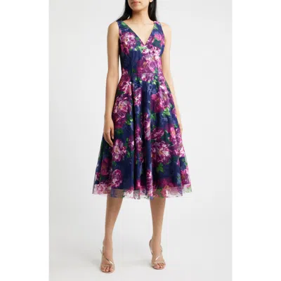 Eliza J Floral Print Sleeveless Fit & Flare Cocktail Dress In Multi