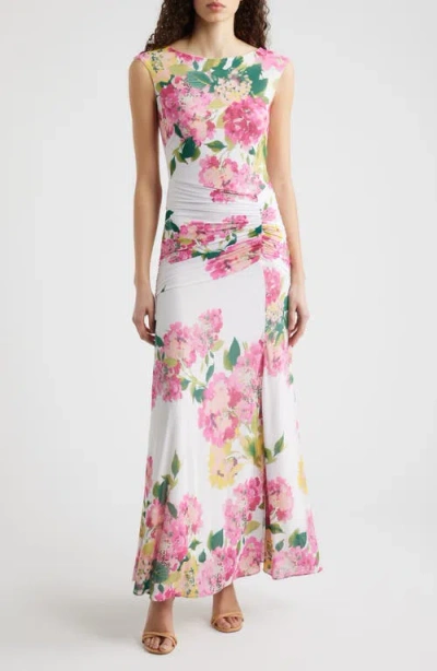 Eliza J Floral Ruched Gown In Multi