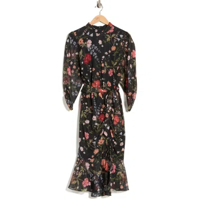 Eliza J Floral Ruched Sleeve Dress In Multi
