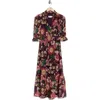 Eliza J Floral Ruffle Elbow Sleeve Midi Dress In Multi