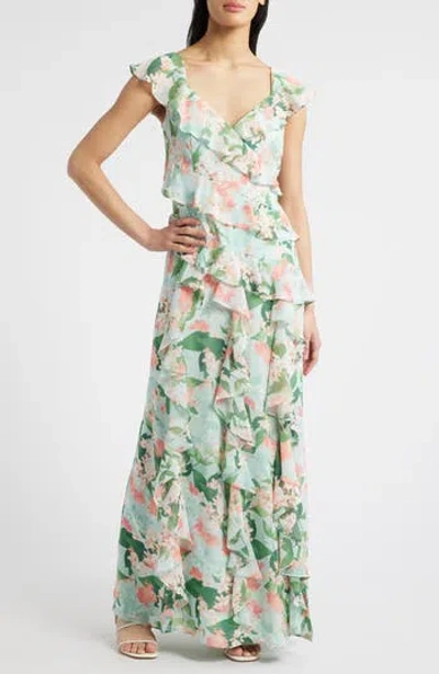 ELIZA J ELIZA J FLORAL RUFFLE MAXI DRESS