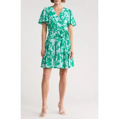 Eliza J Floral Short Sleeve Fit & Flare Dress In Multi