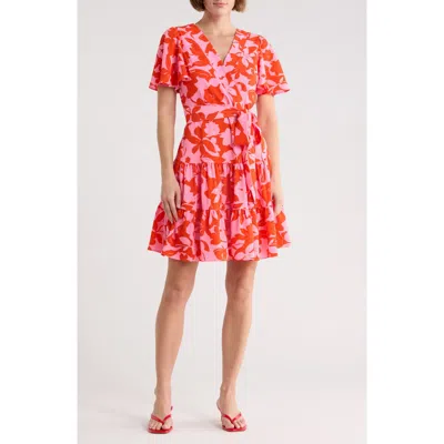 Eliza J Floral Short Sleeve Fit & Flare Dress In Multi