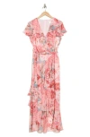 Eliza J Womens Chiffon Floral Maxi Dress In Blush