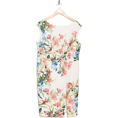 Eliza J Women's Boat Neck Sleeveless Sheath Dress In Ivory Multi