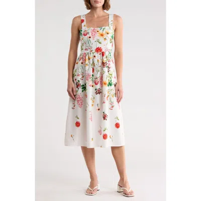 Eliza J Floral Square Neck Midi Sundress In Multi