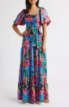 Eliza J Floral Tiered Maxi Dress In Multi
