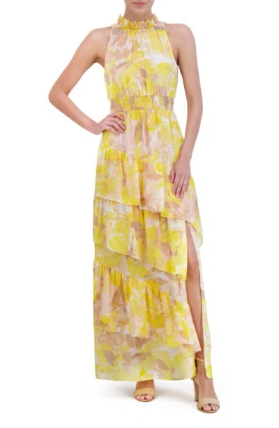 Eliza J Floral Tiered Maxi Dress In Yellow