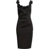 Eliza J Floral Applique Scoop Neck Dress In Black