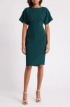Eliza J Flutter Sleeve Dress In Hunter