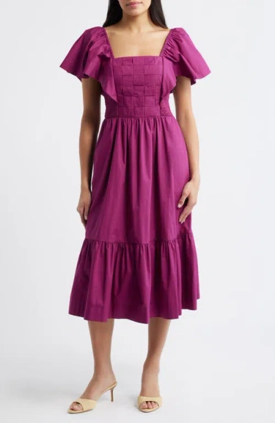Eliza J Flutter Sleeve Midi Dress In Pink